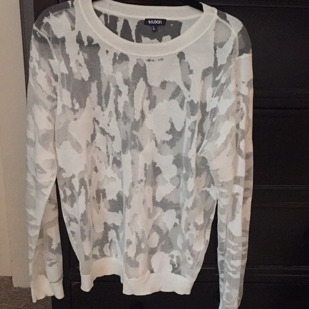 Sheer/white long sleeve blouse